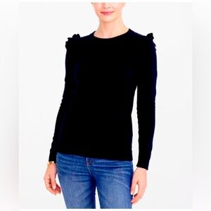 Ann Taylor black sweater w/ ruffle sleeves, size L, Petite